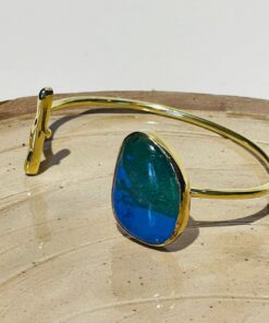 blue green glass fusion handmade bracelet