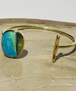 blue green earth glass fusion handmade bracelet