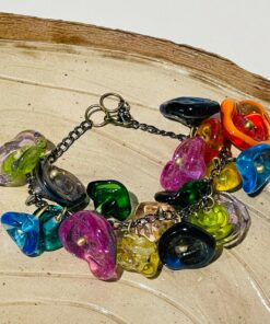 colorful flowers glass fusion handmade bracelet