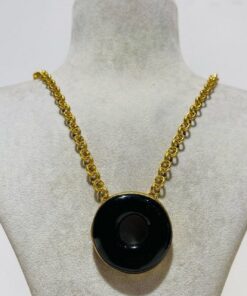black circular symbol glass fusion necklace