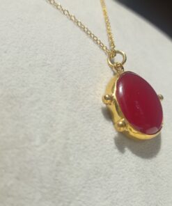 red golden fusion glass handmade necklace