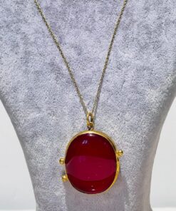 red fusion glass handmade necklace