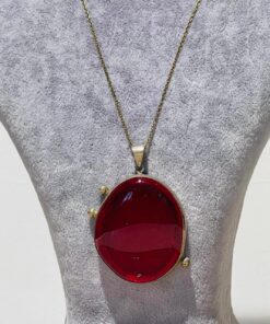 red fusion glass handmade necklace