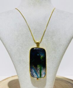 colorful glass fusion handmade square Necklace