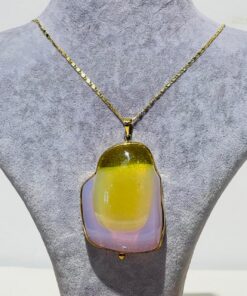 Handmade abstract Multicolor purple orange Glass Fusion Necklace
