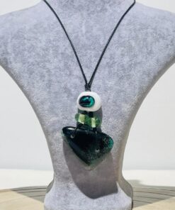 handmade fusion glass green Evil Eye Themed Amulet Necklace