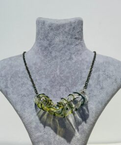 Amorphous Abstract Blown Green Glass Fusion Necklace