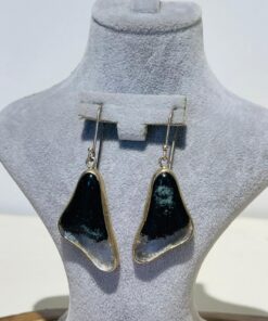 black handmade abstract glass fusion earrings