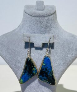 blue black handmade abstract glass fusion earrings