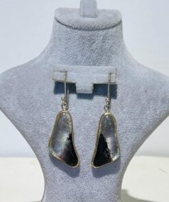 black clear handmade abstract glass fusion earrings