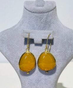 orange flower orange handmade abstract glass fusion earrings