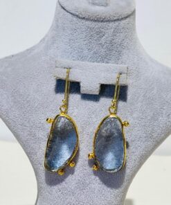 light blue handmade abstract glass fusion earrings