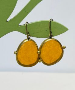 melon orange handmade abstract glass fusion earrings