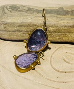 purple handmade abstract glass fusion earrings