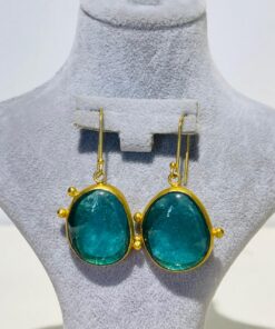 sky blue handmade abstract glass fusion earrings