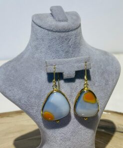orange white handmade abstract glass fusion earrings