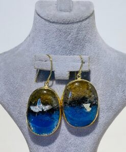 Lake Blue Handmade Abstract Glass Fusion Earrings