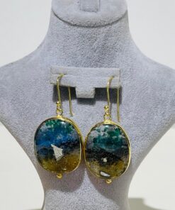 Lake Blue Handmade Abstract Glass Fusion Earrings