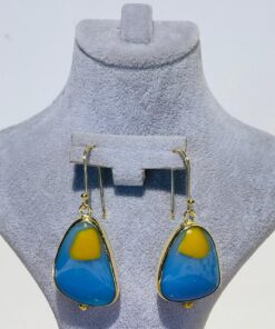 Blue Handmade Abstract Glass Fusion Earrings