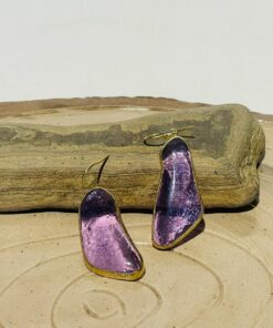 Purple Handmade Abstract Glass Fusion Earrings