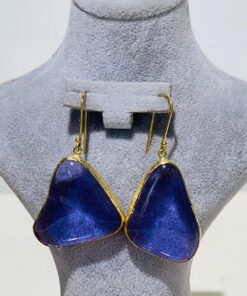 Purple triangle Handmade Abstract Glass Fusion Earrings