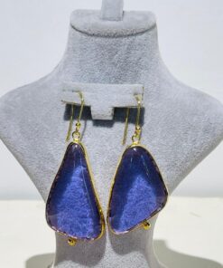 Purple triangle Handmade Abstract Glass Fusion Earrings