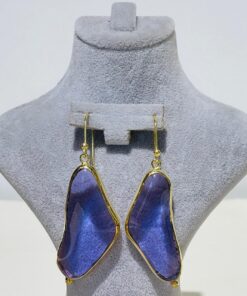 purple triangle Handmade Abstract Glass Fusion Earrings
