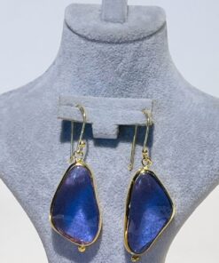 Purple Handmade Abstract Glass Fusion Earrings
