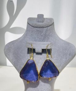 purple triangle Handmade Abstract Glass Fusion Earrings