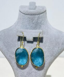 ocean blue Handmade Abstract Glass Fusion Earrings