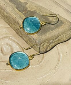 light blue Handmade Abstract Glass Fusion Earrings