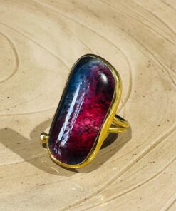 Galaxy colored glass fusion handmade ring