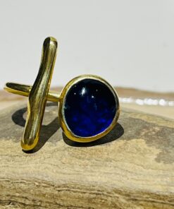 dark blue glass fusion handmade ring