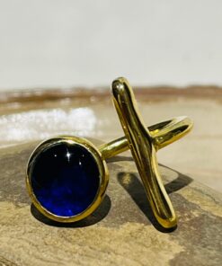 dark blue glass fusion handmade ring