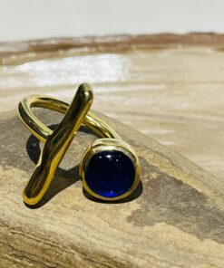 dark blue glass fusion handmade ring