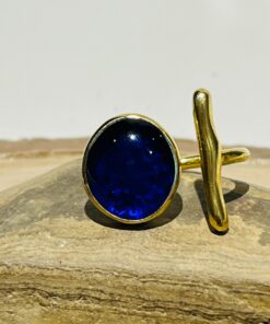 dark blue glass fusion handmade ring