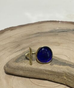 dark blue glass fusion handmade ring