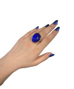 dark blue glass fusion handmade ring