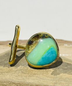 green blue glass fusion handmade ring