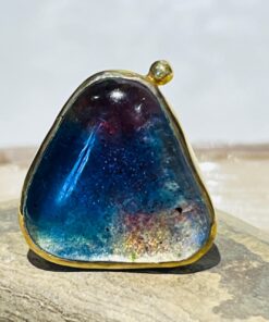 blue world triangle glass fusion handmade ring