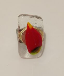 red black patterned glass fusion handmade ring