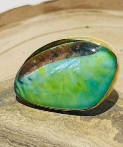 green blue earth glass fusion handmade ring