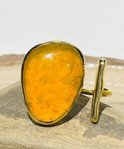 orange glass fusion handmade ring
