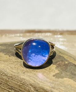 sea ​​blue glass fusion handmade ring