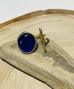 dark blue glass fusion handmade ring