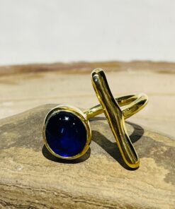 dark blue glass fusion handmade ring