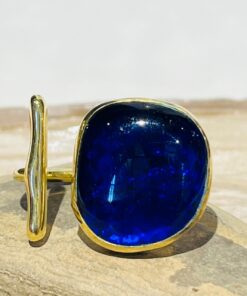 dark blue glass fusion handmade ring