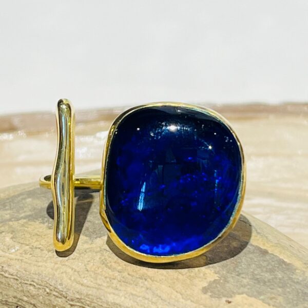dark blue glass fusion handmade ring