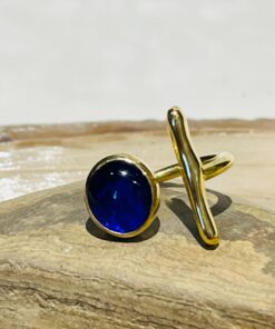 dark blue glass fusion handmade ring