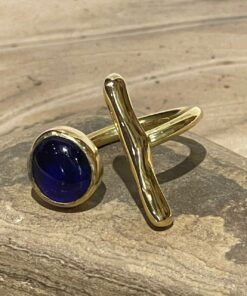 dark blue glass fusion handmade ring